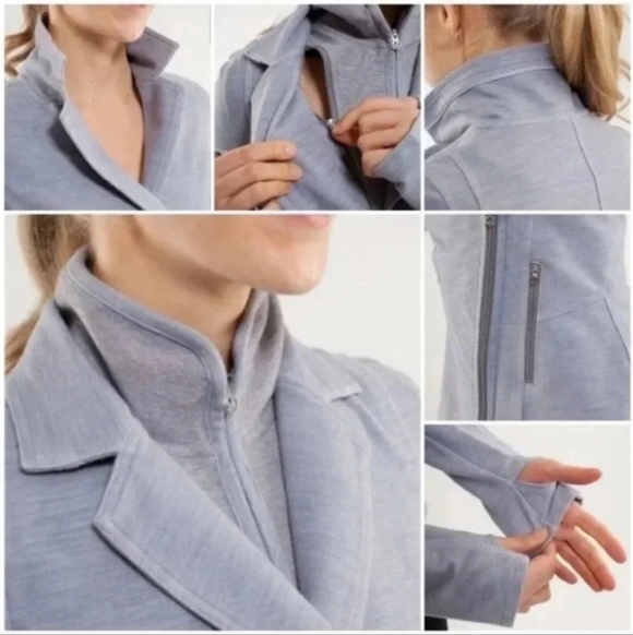 Lululemon Ride On Rock Blazer Moto Jacket Convertible Fossil Gray Size 4 - Picture 3 of 12